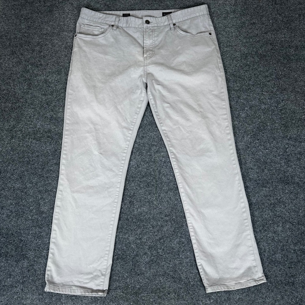7 Diamonds Clifton Slim Straight Leg Pants Casual Chino Grey‎ 38x30
